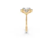 Radiant Cut Diamond Cluster Ring Set in Yellow gold with Beaded Band