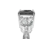 Fancy Black Princess Cut Lab-Grown Diamond Three-Stone Ring Set in Platinum with Channel-Set Band and Prong Setting