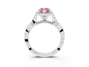 Cushion Cut Twist Halo Engagement Ring Setting for a Fancy Pink Lab-Grown Diamond | Platinum