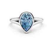 Pear-Shaped Bezel Engagement Ring Setting for a Fancy Blue Lab-Grown Diamond | White Gold