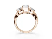 Radiant Cut Three Stone Engagement Ring Setting for a Fancy Blue Lab-Grown Diamond | Tapered Pave Band | Rose Gold