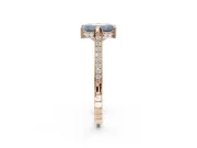 Emerald Cut Vintage Cathedral Engagement Ring Setting for a Fancy Blue Lab-Grown Diamond | Carved Band | Rose Gold