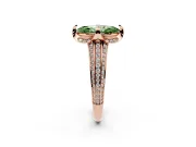 Fancy Green Marquise Cut Diamond Pavé Split Shank Solitaire Ring Set in Rose gold with Prong Setting