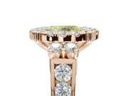 Oval Halo Engagement Ring Setting for a Fancy Yellow Lab-Grown Diamond | Side Clusters | Rose Gold