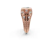 Round Vintage Bezel Engagement Ring Setting | Beaded Paisley Shoulders | Rose Gold