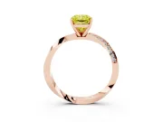 Fancy Yellow Radiant Cut Diamond Engagement Ring Set in Rose gold with Side Stone Accents and Prong Setting