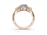 Heart-Shaped Three Stone Engagement Ring Setting for a Fancy Blue Lab-Grown Diamond | Plain Band | Rose Gold