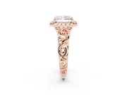 Radiant Cut Vintage Filigree Halo Engagement Ring Setting | Scroll Shoulders | Rose Gold