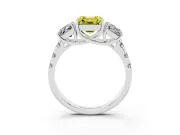 Asscher Cut Three Stone Engagement Ring Setting for a Fancy Yellow Lab-Grown Diamond | Accented Shoulders | Platinum