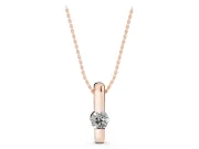 Round Lab-Grown Diamond Tension Style Bar Pendant Necklace | Folded Bar | Rose Gold