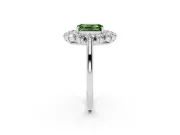 Emerald Cut Floral Double Halo Engagement Ring Setting for a Fancy Green Lab-Grown Diamond | Plain Band | Platinum