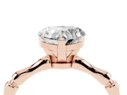 Heart Cut Diamond Solitaire Ring Set in Rose gold with Bamboo Band and Prong Setting