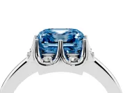 Asscher Cut Petal Halo Engagement Ring Setting for a Fancy Blue Lab-Grown Diamond | Sterling Silver