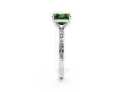 Fancy Green Asscher Cut Diamond Brilliant Solitaire Ring Set in Platinum with Pavé Band and Prong Setting