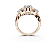Round Three Stone Engagement Ring Setting | Tapered Pave Band | Rose Gold