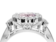 Oval Halo Engagement Ring Setting for a Fancy Pink Lab-Grown Diamond | Graduated Channel Band | Sterling Silver