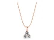 Round Lab-Grown Diamond Triangle Cluster Pendant Necklace | Shared Middle Prong | Rose Gold