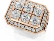 Round Lab-Grown Diamond Men's Cluster Ring | Octagonal Top | Rose Gold