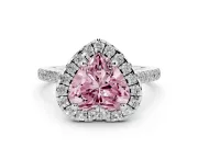 Heart-Shaped Halo Engagement Ring Setting for a Fancy Pink Lab-Grown Diamond | Tapered Band | Platinum