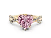 Heart-Shaped Twisted Pave Engagement Ring Setting for a Fancy Pink Lab-Grown Diamond | Split Shank | Yellow Gold
