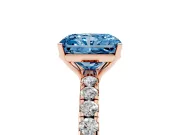 Radiant Cut Pave Solitaire Engagement Ring Setting for a Fancy Blue Lab-Grown Diamond | Shared Prong Band | Rose Gold