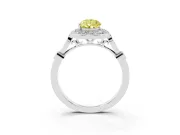 Fancy Yellow Pear Cut Diamond Halo Engagement Ring Set in Silver with Twisted Band and Prong Setting