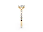 Oval Cut Diamond Solitaire Ring Set in Yellow gold with Round Pavé Band and Prong Setting