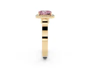 Radiant Cut Halo Engagement Ring Setting for a Fancy Pink Lab-Grown Diamond | Pavé Panel Shoulders | Yellow Gold