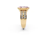 Marquise Half Bezel Engagement Ring Setting for a Fancy Pink Lab-Grown Diamond | Double Row Channel Band | Yellow Gold