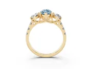 Marquise Three Stone Engagement Ring Setting for a Fancy Blue Lab-Grown Diamond | Accented Shoulders | Yellow Gold