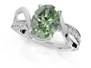 Oval Bypass Solitaire Engagement Ring Setting for a Fancy Green Lab-Grown Diamond | Pavé and Plain Strands | Platinum