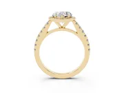 Heart-Shaped Halo Pavé Engagement Ring Setting | Single Row Shoulders | Yellow Gold