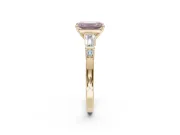 Emerald Cut Tapered Baguette Engagement Ring Setting for a Fancy Pink Lab-Grown Diamond | Bar Set Sides | Yellow Gold