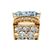 Marquise Vintage Pave Engagement Ring Setting for a Fancy Blue Lab-Grown Diamond | Milgrain Edges | Yellow Gold