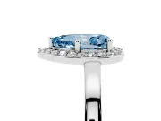 Fancy Blue Pear Cut Diamond Halo Ring Set in White gold with Solitaire Band and Prong Setting