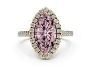Marquise Raised Halo Engagement Ring Setting for a Fancy Pink Lab-Grown Diamond | Yellow Gold