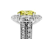 Fancy Yellow Oval Cut Diamond Halo Engagement Ring Set in Silver with Split Shank and Prong Setting