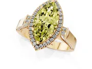 Marquise Halo Engagement Ring Setting for a Fancy Yellow Lab-Grown Diamond | Pavé Panel Shoulders | Yellow Gold