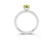 Fancy Yellow Emerald Cut Diamond Solitaire Set in Platinum with Round Pavé Band and Prong Setting