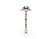 Cushion Cut Pave Halo Engagement Ring Setting for a Fancy Blue Lab-Grown Diamond | Pave Band | Rose Gold