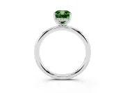 Fancy Green Cushion Cut Diamond Solitaire Ring Set in Silver with Thin Band and Prong Setting