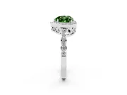 Fancy Green Heart Cut Diamond Halo Ring Set in White gold with Pavé-Setting Band and Open Prong Center