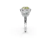 Round Three Stone Halo Engagement Ring Setting for a Fancy Yellow Lab-Grown Diamond | Sterling Silver