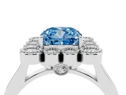 Cushion Cut Halo Engagement Ring Setting for a Fancy Blue Lab-Grown Diamond | Sterling Silver - Design NV-24775