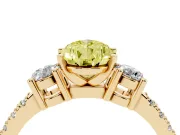 Fancy Yellow Three-Stone Pear Cut Diamond Pavé Band Ring Set in Yellow gold with Prong Setting