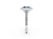 Asscher Cut Vintage Milgrain Halo Engagement Ring Setting for a Fancy Blue Lab-Grown Diamond | Bezel Head | White Gold