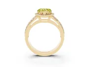 Heart-Shaped Halo Engagement Ring Setting for a Fancy Yellow Lab-Grown Diamond | Two-Row Pave Split Shank | Yellow Gold