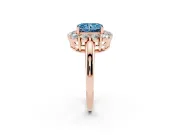 Radiant Cut Cluster Halo Engagement Ring Setting for a Fancy Blue Lab-Grown Diamond | Large Round Accents | Rose Gold