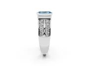 Emerald Cut Half Bezel Engagement Ring Setting for a Fancy Blue Lab-Grown Diamond | Double Row Channel Band | White Gold