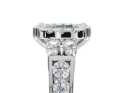 Cushion Cut Halo Engagement Ring Setting for a Fancy Green Lab-Grown Diamond | Graduated Channel Band | Platinum